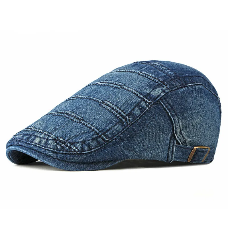 

2020 four seasons denim Solid Color Newsboy Caps Men Washed Flat Peaked Cap Women Painter Beret Hats 31