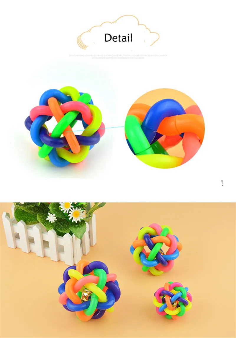 Hot Sale Pet Toy Colorful Natural Rubber Safe Teddy Squeak Toy Trainning Bell Toy Flexible Cat Puppy Toy