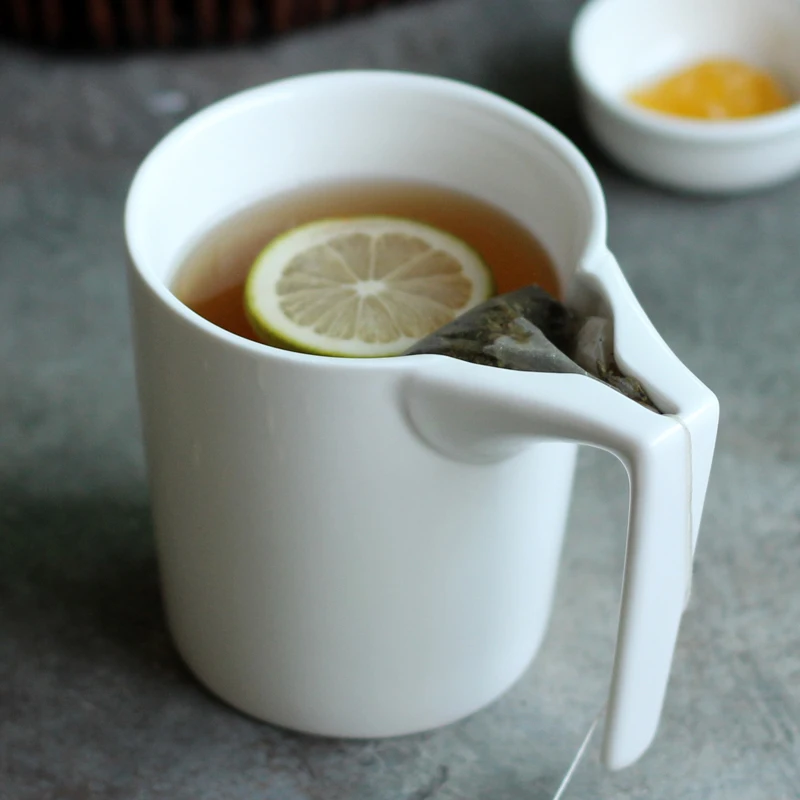 330ml Creative White Ceramic Mug with Tea Bag Holder Special Slotted Cup Tea Bag Holding Mug Tea Drinker For Afternoon Tea time