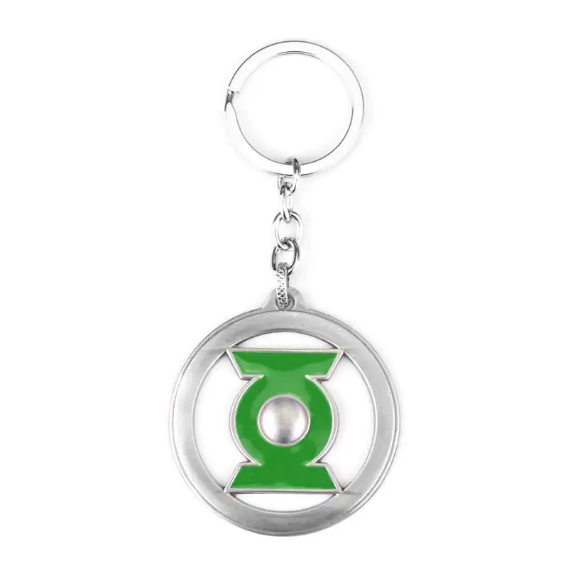 

Movie Green Lantern Men keychain metal Green enamel round Keyring Pendant Jewelry