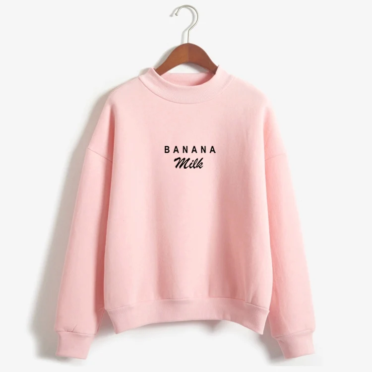 

Korean Autumn Winter Harajuku Sweatshirt Women Loose Banana Milk Letter Print Moletom Girls Kawaii Warm Thick Hoodies Pullovers