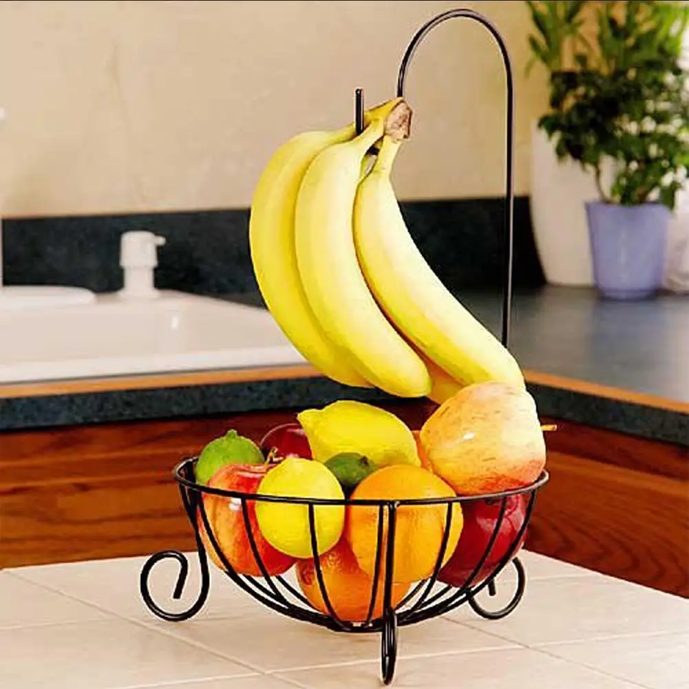 Фото Корзина для хранения фруктов вешалка еды в виде банана крючок органайзер