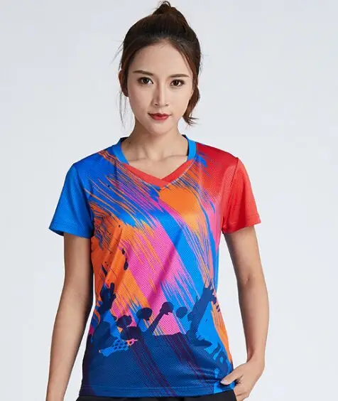 M-02 Shirt Новые женские теннисные футболки, Женский Быстросохнущий комплект для бадминтона, спортивная одежда для девочек, желтая футболка для игры в теннис, футболка для бега - Цвет: M-02 Shirt