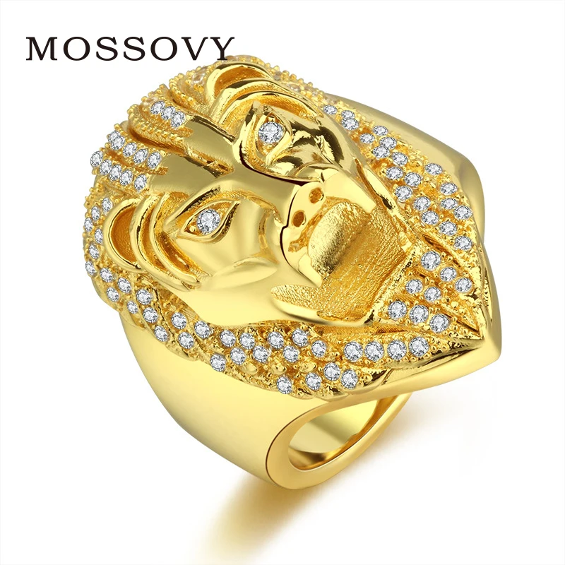 Mossovy, Сфинкс, циркон, Золотой Лев, кольцо для мужчин, кубический цирконий, кольцо для мужчин, кольца со львом, хип-хоп, K Pop, ювелирные изделия, Bague Homme Anillos Aneis