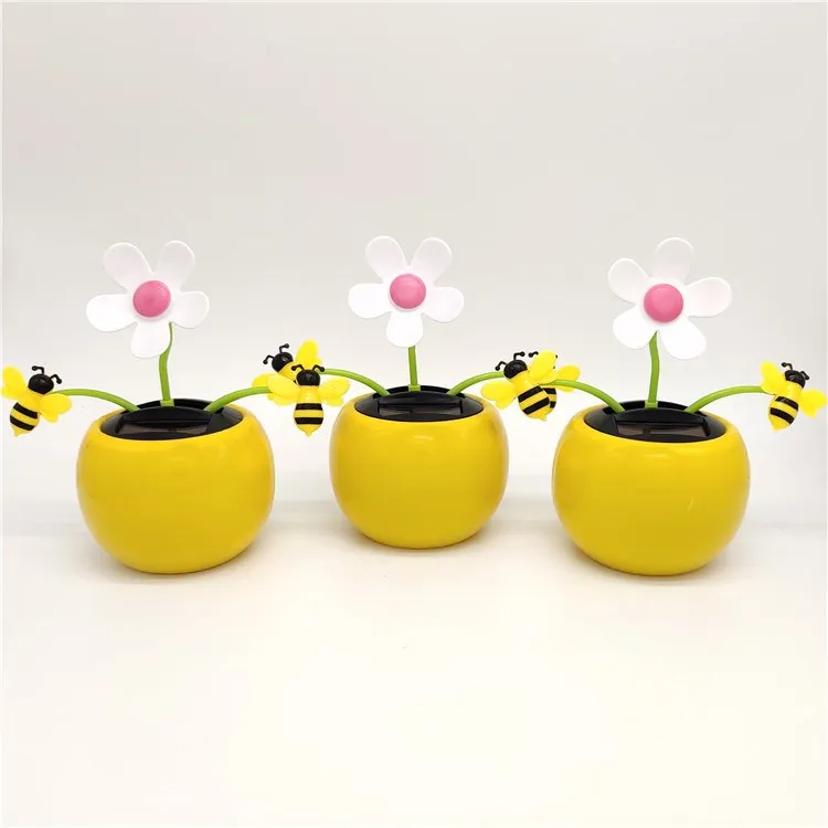 White flower bee Украшение дома солнечные танцы игрушечный автомобиль орнамент детские игрушки цветок бабочка пчела творческий подарки для автомобилей 1 шт - Цвет: White flower bee