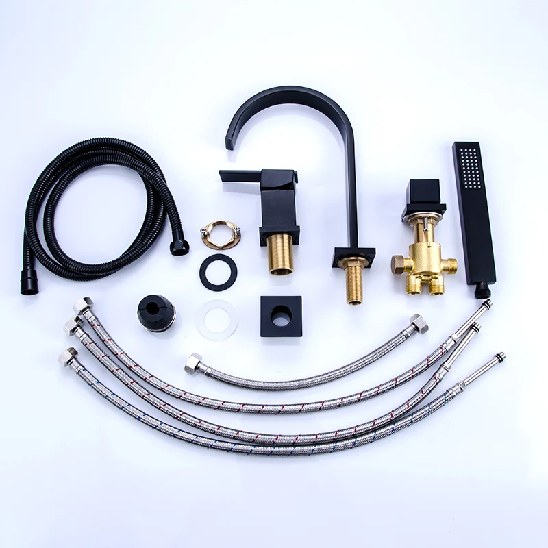 Смеситель для раковины Fapully черный гибкий кран с одной ручкой выдвижной горячей и