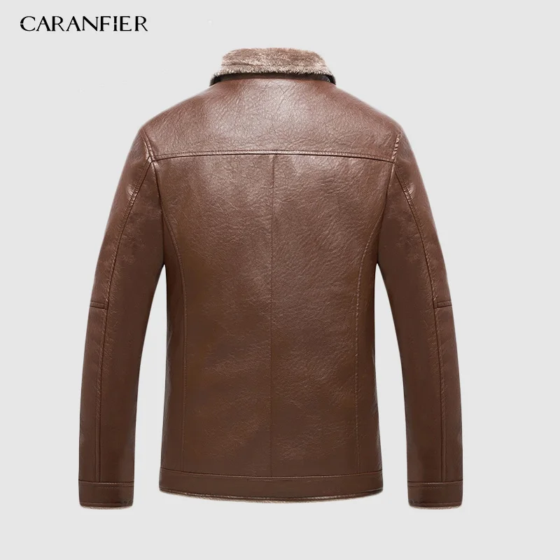 CARANFIER 2019 мужские Куртки из искусственной кожи с воротником искусственного меха