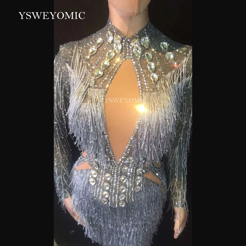 2019 сексуальное прозрачное платье с кисточками и кристаллами женское праздничное