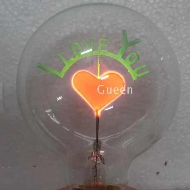 

Pack Of 6 G80 E27 Halogen Bulb Edison Retro Filament Light (I love you) Heart Bulb Decorative