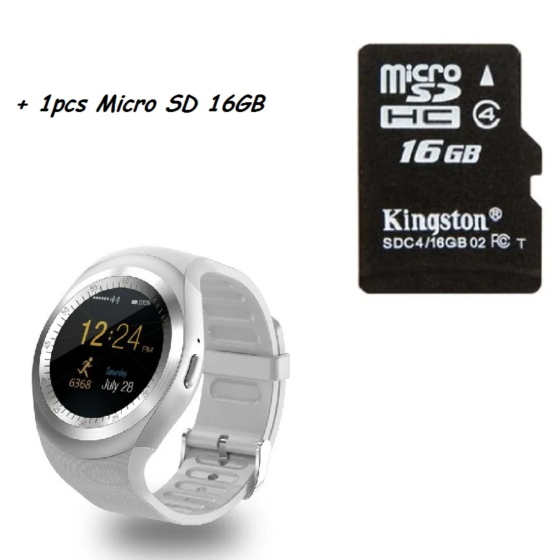 Завод 2G Smartwatch 1,22 дюймов полный круглый дисплей sim один nano sim Bluetooth SM01 Смарт часы без камеры - Цвет: White with TF 16GB