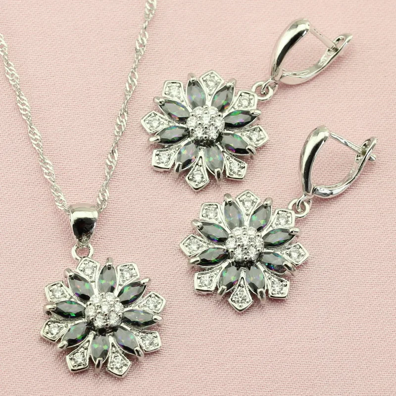 Новый Топ Многоцветный кубический цирконий серебряный цвет свадебные комплекты