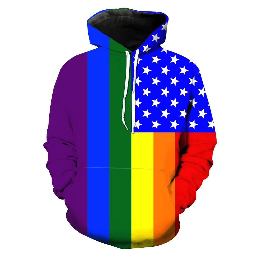 

2019 New Fashion Sweatshirt Men / Women 3d Hoodies Print National flag color pattern Slim Unisex Slim Stylish Hooded Hoodies