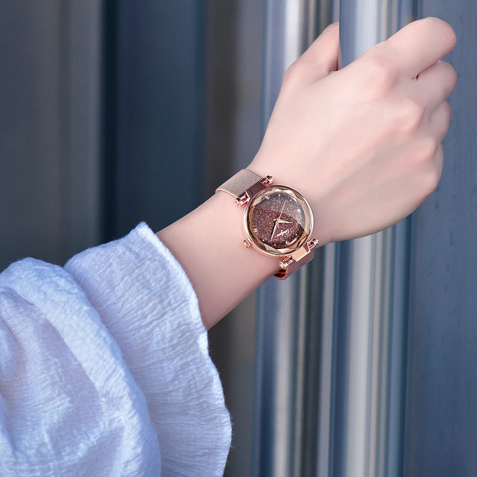 ONLYOU элегантные женские часы лучший бренд класса люкс наручные Rosegold сетка