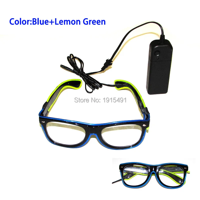 Яркие двухцветные смешанные синие + светло-зеленые EL провода очки праздничное