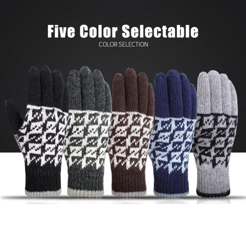 Трикотажные перчатки для женщин и мужчин унисекс шерсть термостойкие полный
