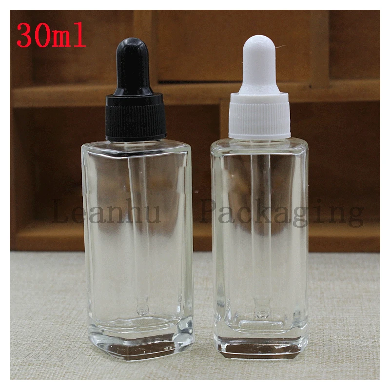 

Wholesale 30 ml Clear Glass Dropper Bottle Lid of The Black/White, Cosmetics Emulsion Packing Bottles, Personal Care For Women