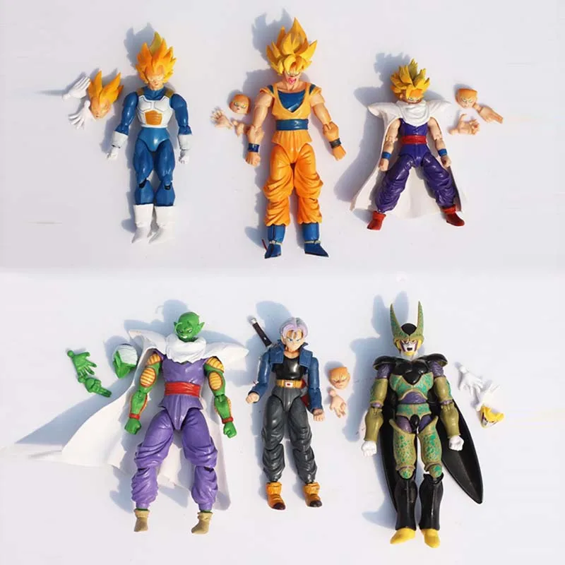 6 шт./компл. Dragon Ball Z Статуэтка веджиты сын пикколо Гохан Сон Гоку Транкс ПВХ Фигурки скрепленные игрушки игрушечная фигурка 13~ 15 см