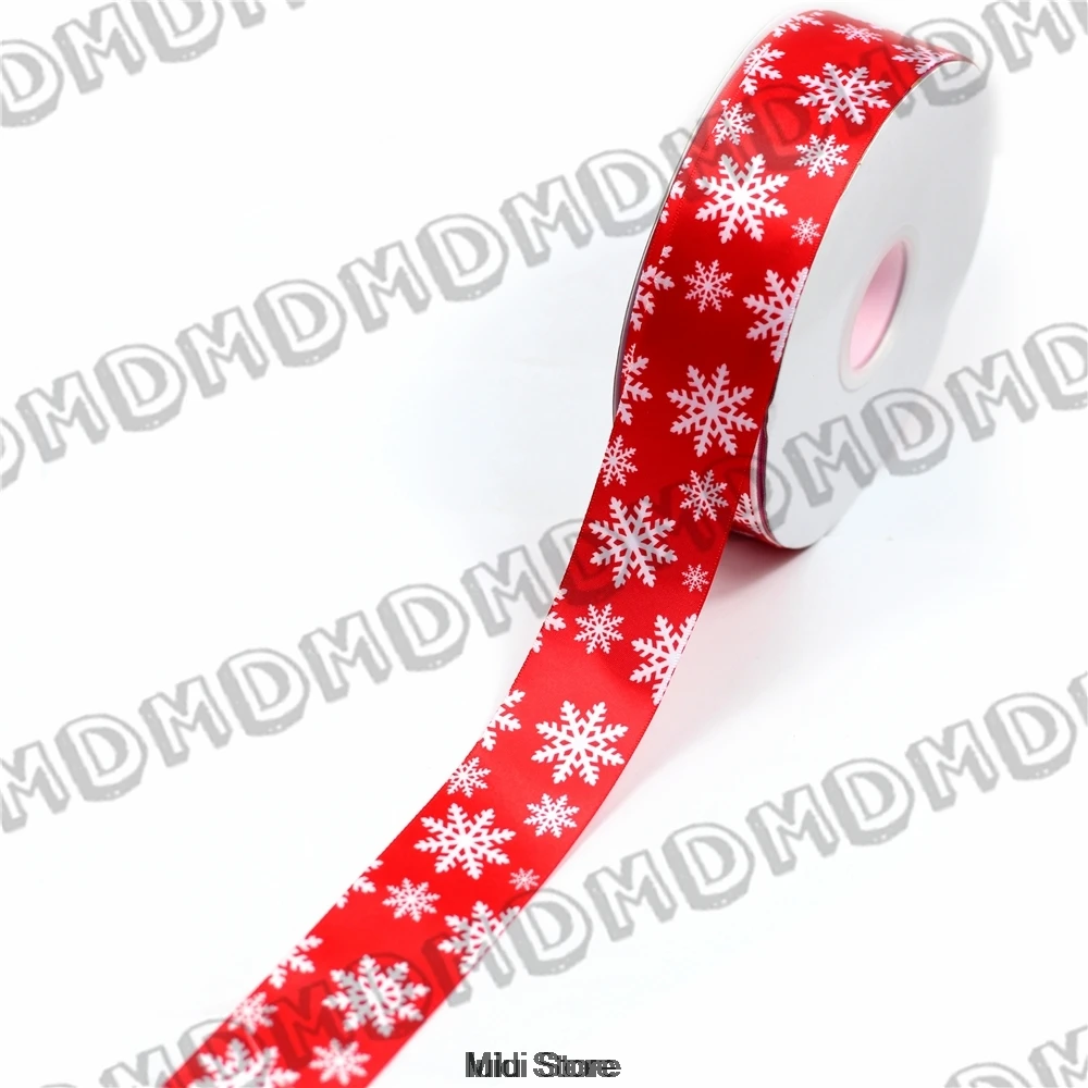 

100 Yards 9mm-75mm Size Satin Ribbon Printed Snowflake DIY Handmade Gift Wrapping, Packing Webbing HT01-PG022-00842