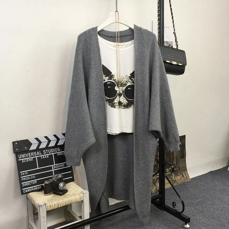 Neploe Batwing Sleeve Women Cardigans 2021 Korean Autumn Winter Solid Casaul Sweaters Loose V-neck Knitted Sweater 66538 |