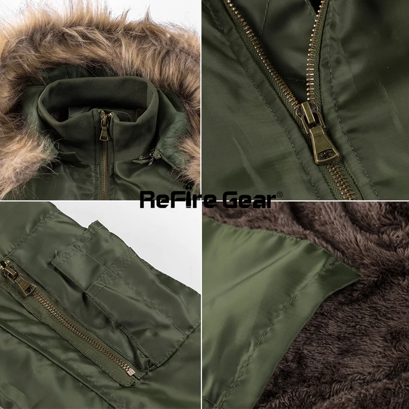 Refire gear зимняя военная куртка-бомбер мужская армейская тактическая куртка ВВС теплая подкладка из шерсти верхняя одежда парки с капюшоном пальто пилота