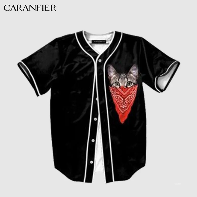 Мужские 3D рубашки CARANFIER летние футболки с коротким рукавом из полиэфирного
