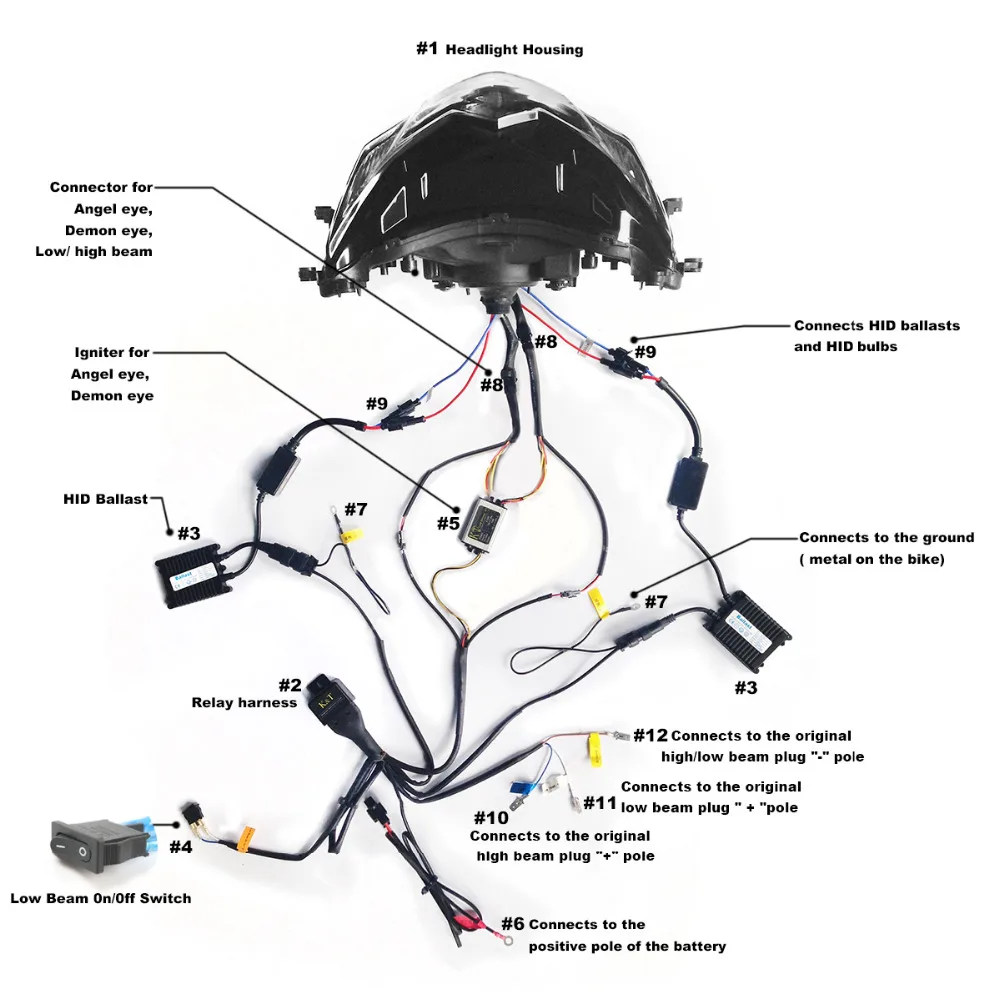Передние фары KT для мотоцикла Suzuki Hayabusa GSX1300R 1999 2000 2001 2002 2003 2004 2005 2006 2007 HID Проектор