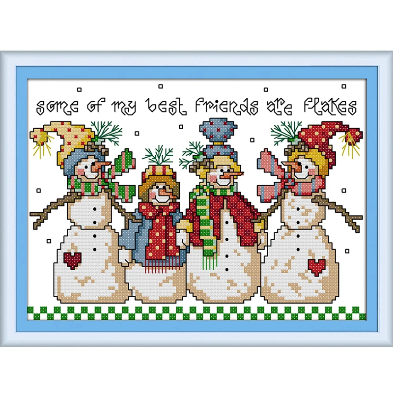 Joy Sunday Snowman Counted Cross Stitch 11CT Printed 14CT Set DIY handmade Cross-stitch Kits Embroidery Needlework | Дом и сад