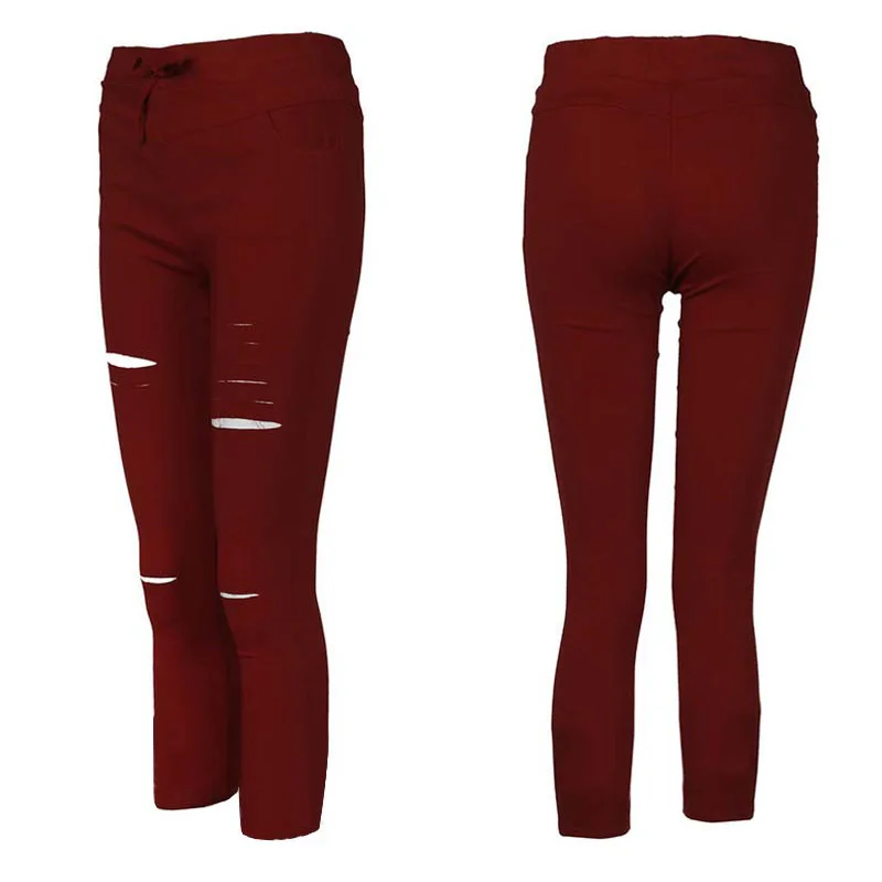 Джинсы женские рваные с завышенной талией повседневные джинсы-карандаш в стиле