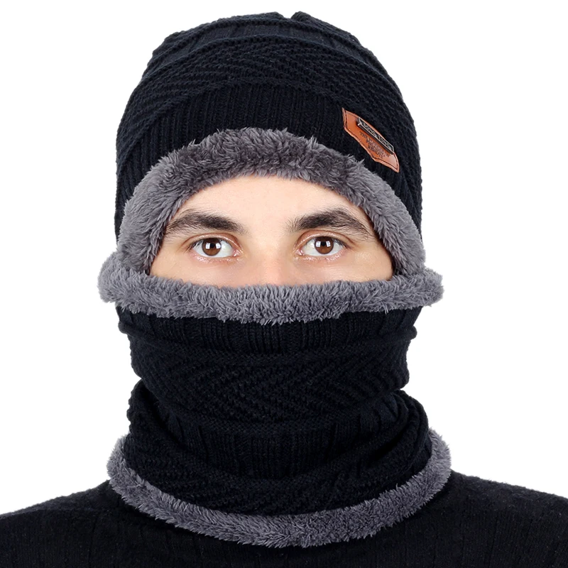 Комплект из теплой вязаной шапки и шарфа|Мужские шарфы| |