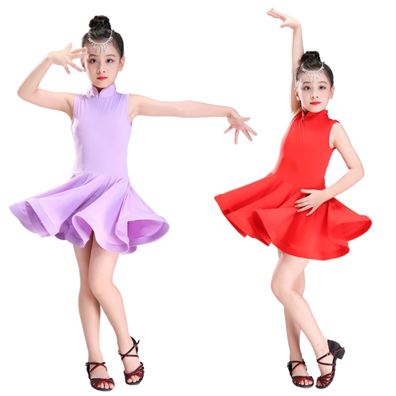 

Children's Latin Dance Costumes Girls Flamengo Dance Uniforms Short Sleeve Dancing Competition Suit Students Tango Suit D-0272