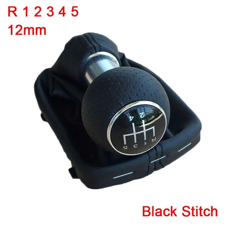 12mm R12345 Black 23 мм 12 мм 5/6 Скорость автомобиля Шестерни рычаг переключения передач Ручка гетры загрузки чехол красные, черные, подарочный набор для Audi A3 S3 8L 1.6L 1996-2003 - Название цвета: 12mm R12345 Black