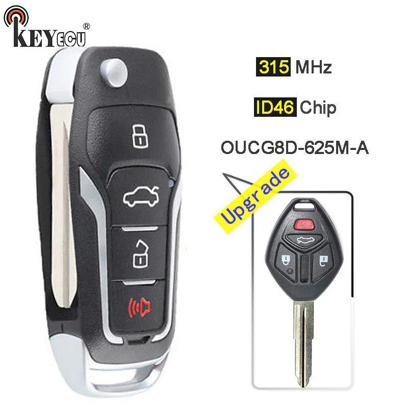 KEYECU 315 МГц ID46 OUCG8D-625M-A Модернизированный флип 3 кнопки дистанционного брелока для Mitsubishi i-MiEV Outlander Lancer GMC