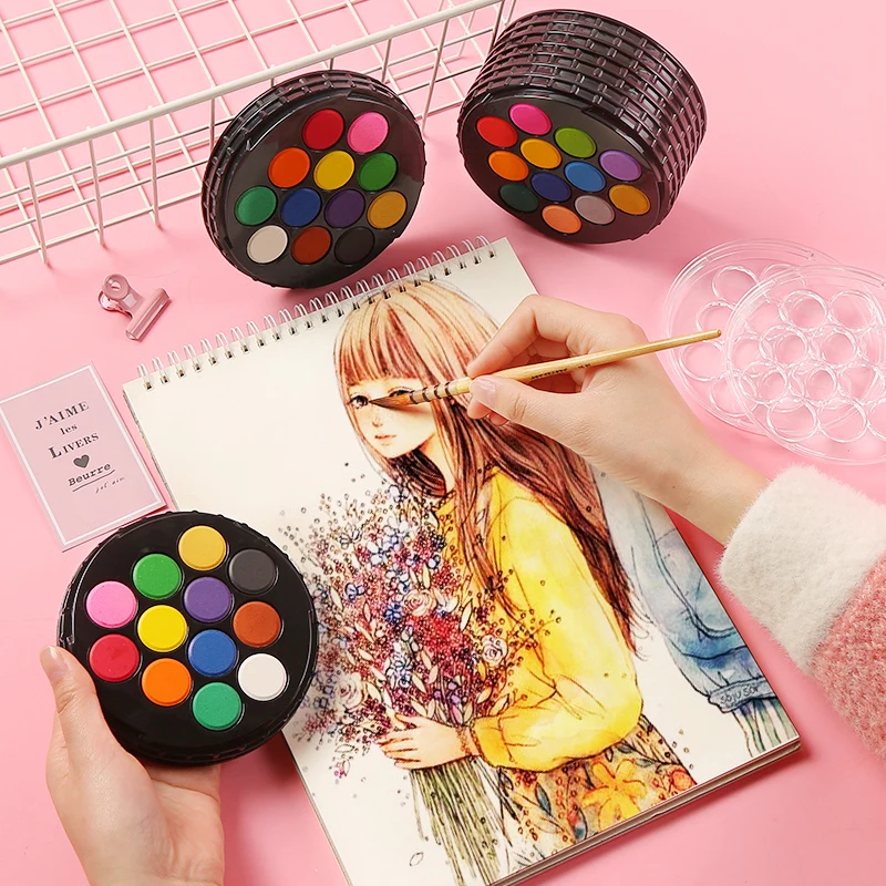 Акварельные краски диск Твердые акварельные набор инструментов 16/24/36/48 цвет