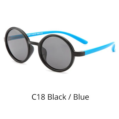 Black - Blue Ralferty/ Новые поляризованные солнцезащитные очки для детей, мальчиков и девочек, модные круглые солнцезащитные очки для младенцев, UV400 очки, детские оттенки K8232 - Цвет линз: Black - Blue