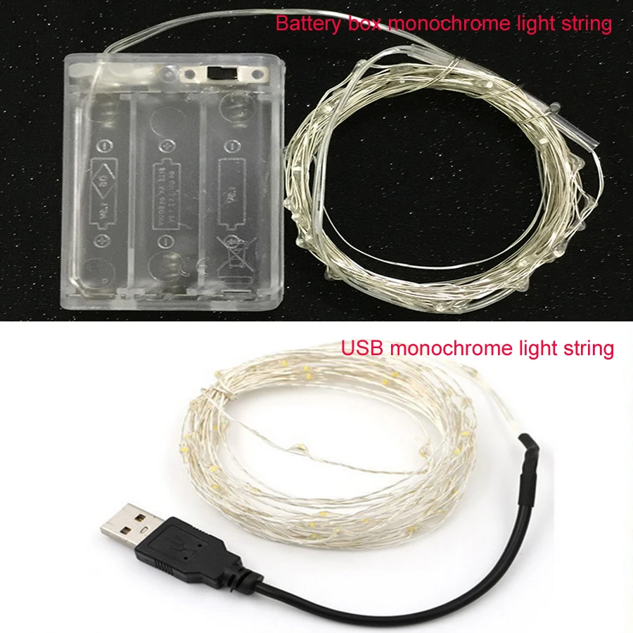 2M 5M 10M 100 Led Strings Copper Wire 3XAA Battery Operated USB Christmas Wedding Party Decoration LED light string controller | Лампы и