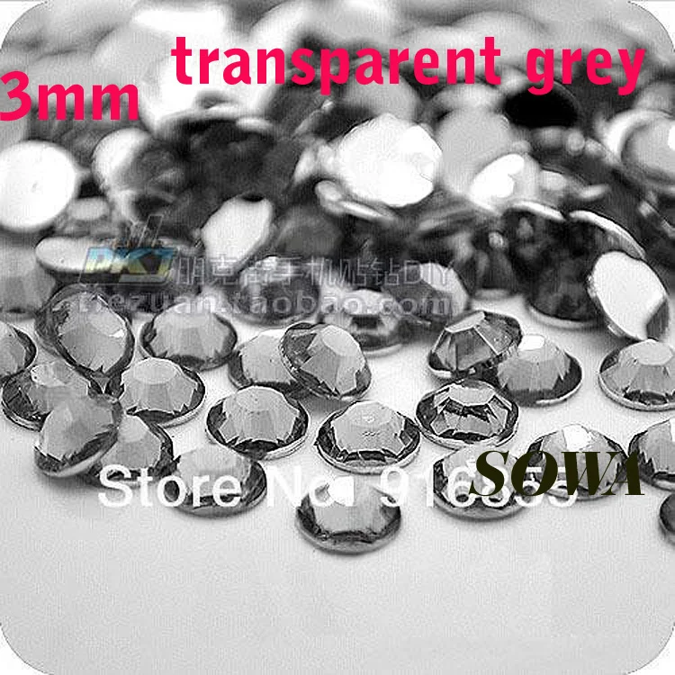

Free Shipping 2880pcs/bag SS12 Size 3mm Transparent Grey Resin Flatback beads,Nail Art beads,DIY Wedding Decoration