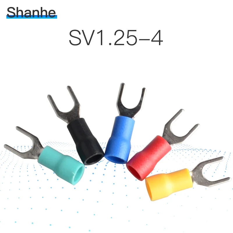 SV1.25 4 Furcate вилка лопатка 22 ~ 16AWG обжим провода прессованные клеммы Кабельный