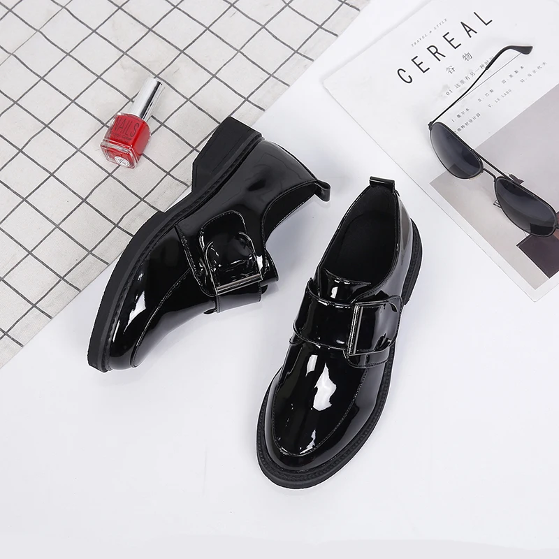 BeautyFeet/Новинка; однотонная женская обувь из лакированной кожи; женские оксфорды; обувь для отдыха; женская повседневная обувь на низком квадратном каблуке