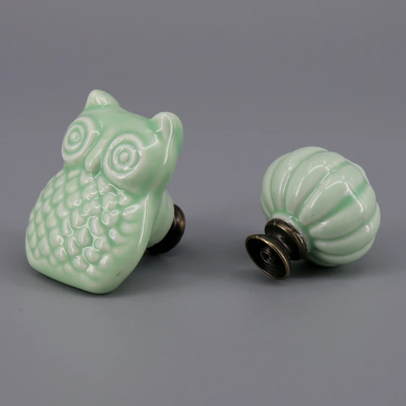 

1PCS drawer cabinet knobs pulls antique dresser kitchen cabinet door handles ceramic pumpkin Owl knobs