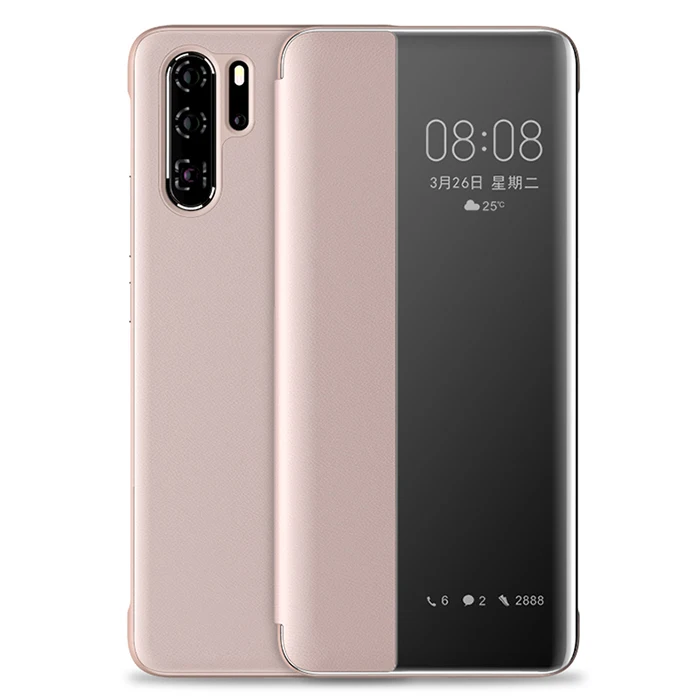 Rose Gold Чехол для huawei P30 Pro, роскошный тонкий чехол из искусственной кожи, жесткий пластиковый защитный флип-чехол для телефона P30, задняя крышка - Цвет: Rose Gold