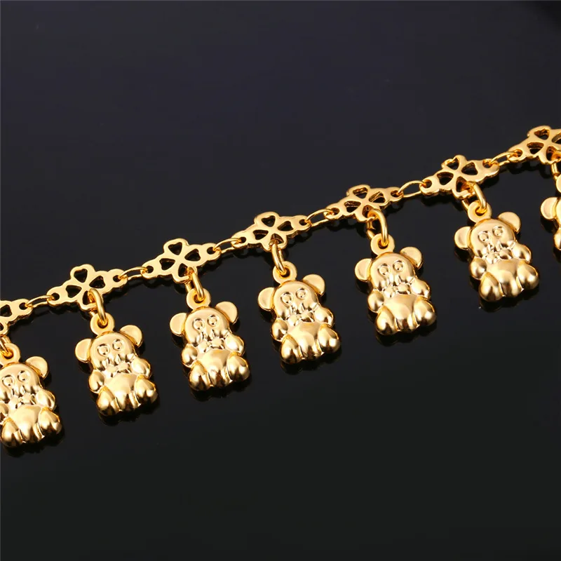 Женский браслет Collare Золотой/Серебристый на щиколотку с милым медведем оптовая