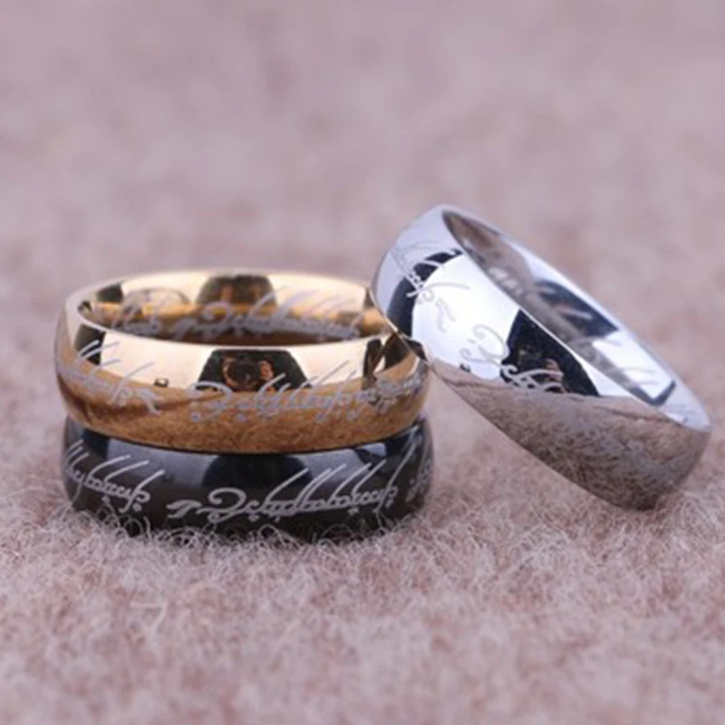 Высокое качество мощное Золотое серебрянное кольцо черное &quotВластелин&quot