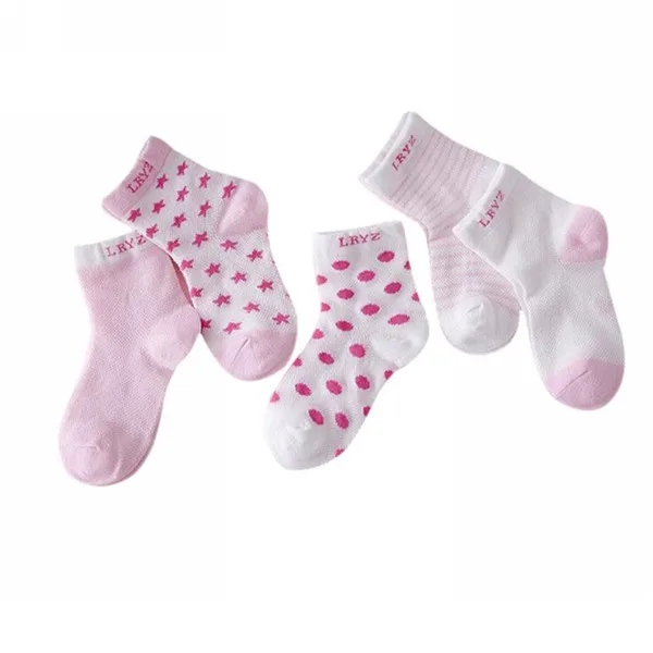 Pink 5 пар/лот Детские хлопковые носки для девочек и мальчиков Детские Модные сетки Носки весна/осень 0-6 лет высококачественные детские спортивные носки CN - Цвет: Pink
