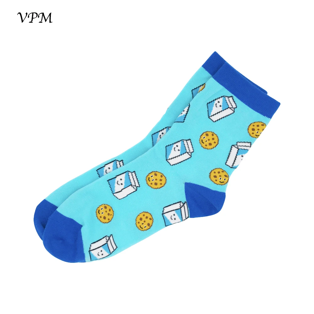 C305 VPM, женские носки, цветные, Мультяшные, милые, еда, молоко, фрукты, животные, милые, забавные носки - Цвет: C305