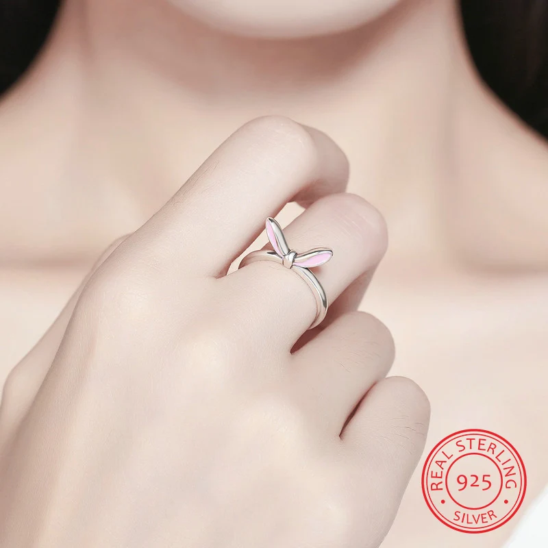 New Authentic 925 Sterling Silver Sweet Pink Rabbitgirls Finger Rings For Women Girls Fashion Animal Romantic Jewelry | Украшения и