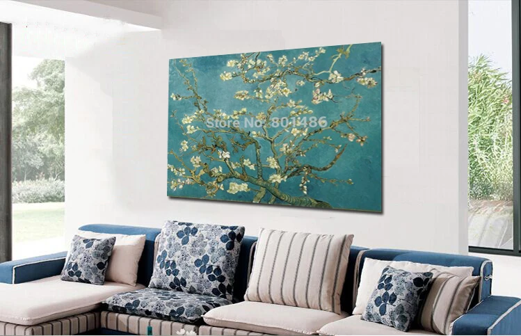 

Almond Branches in Bloom, San Remy, c.1890 by Vicent Van Gogh print painting on canvas for living room wall art decoartion
