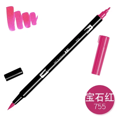 755 1 шт. TOMBOW AB-T Япония 96 цветов две головки художественная кисть ручка маркер Профессиональный водный маркер ручка живопись школьные принадлежности - Цвет: 755