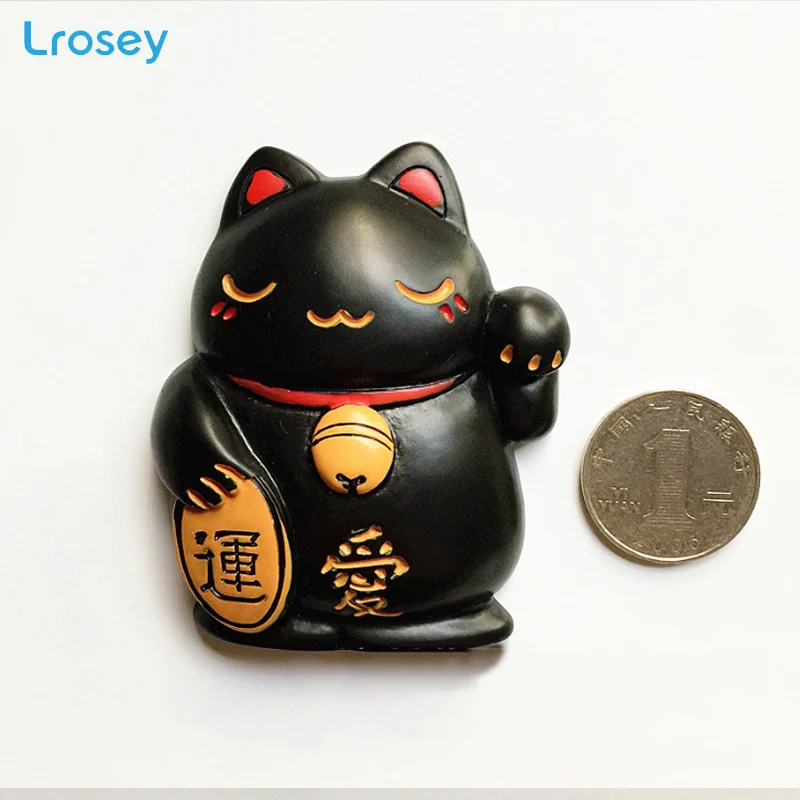 Black Cat Расписные магниты на холодильник с изображением счастливого кота, аксессуары для украшения дома, наклейки на холодильник для украшения дома и сада - Цвет: Black Cat