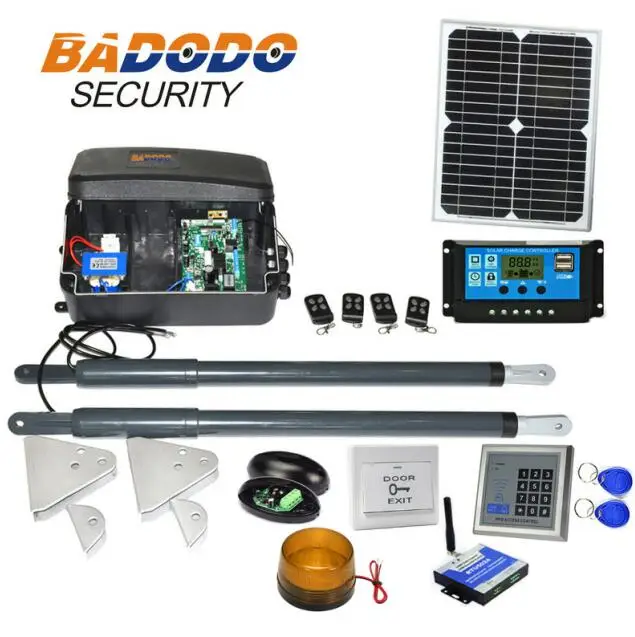 Kit9 Автоматический набор для открывания ворот сверхмощный Солнечный двойной ворот для двойных распашных ворот до 16 футов или 440 фунтов GSM опционально - Цвет: Kit9