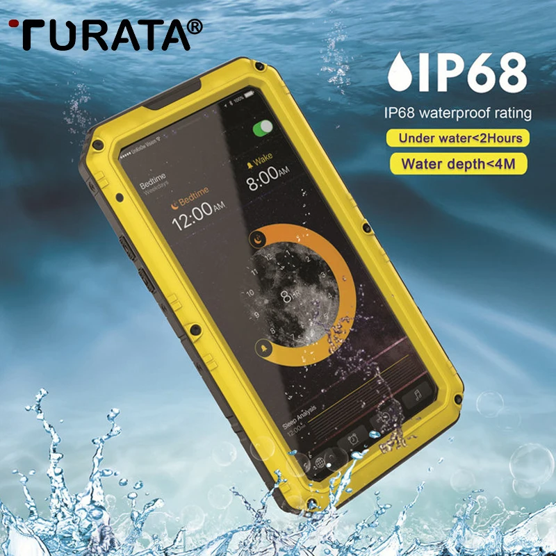 TURATA ударопрочный водонепроницаемый IP68 Сверхмощный гибридный прочный устойчивый к внешним воздействиям чехол металлический чехол для iPhone X 8 7 6 6s Plus чехол Coque
